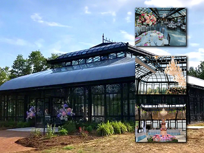 viktorianisches Gewächshaus, Hochzeitsgewächshaus, viktorianisches Stahl-Glas-Gewächshaus